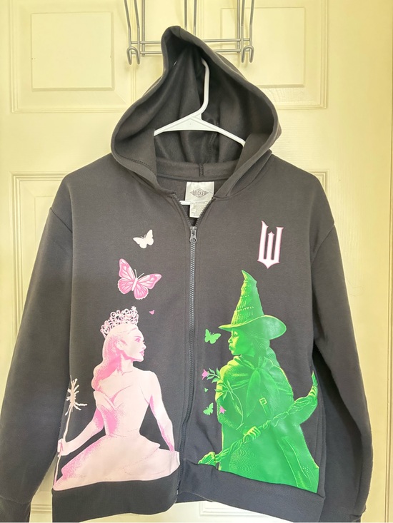 Universal wicked Other - Kids Black Zip-Up Hoodie with Pink & Green Princess and Witch Graphics